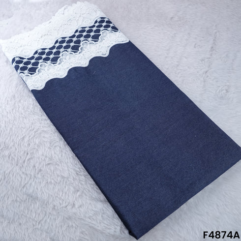 Lace Work Denim Cotton Fabric- F4874